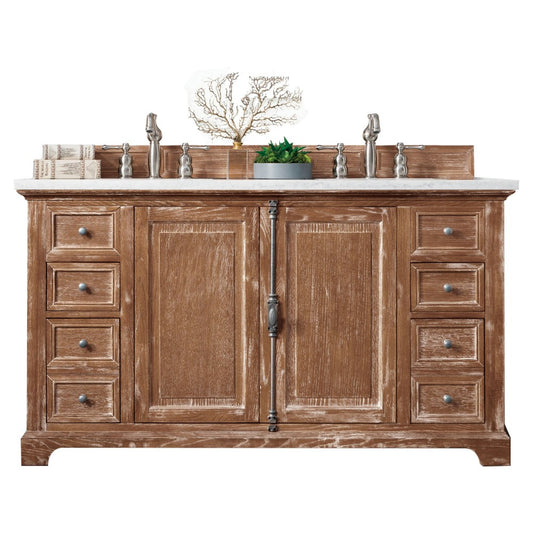 Providence 60" Driftwood Double Vanity w/ 3 CM Arctic Fall Solid Surface Top