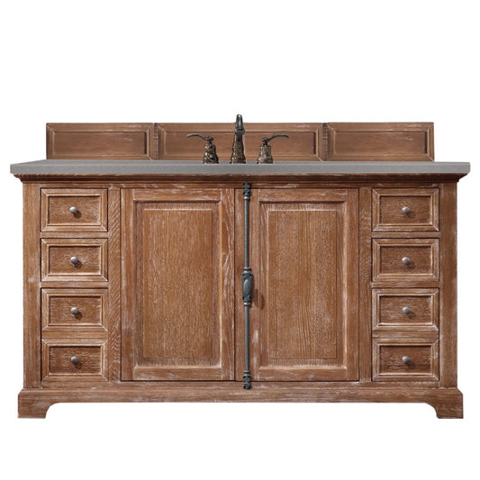 Providence 60" Single Vanity Cabinet, Driftwood, w/ 3 CM Gray Expo Quartz Top