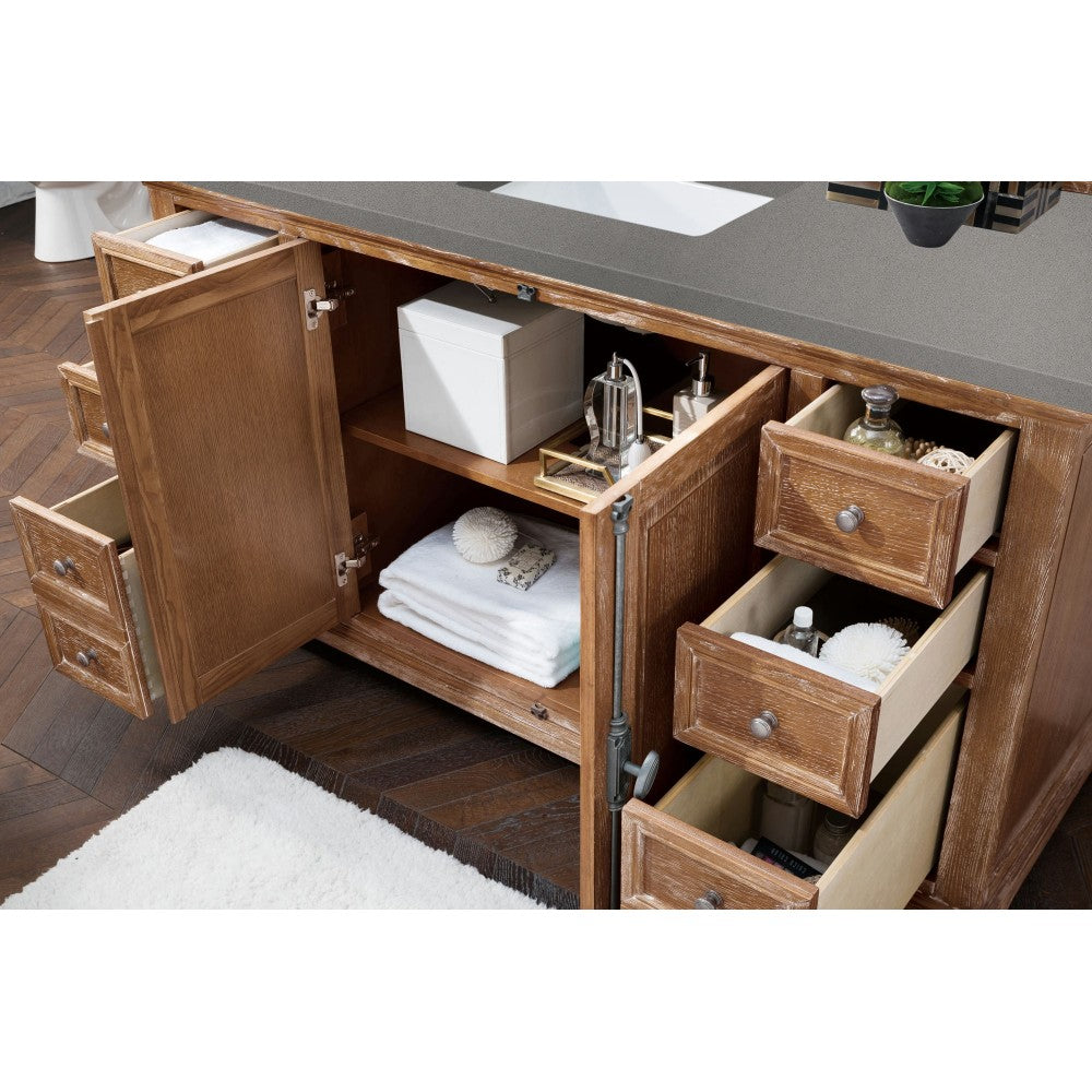 Providence 60" Single Vanity Cabinet, Driftwood, w/ 3 CM Gray Expo Quartz Top