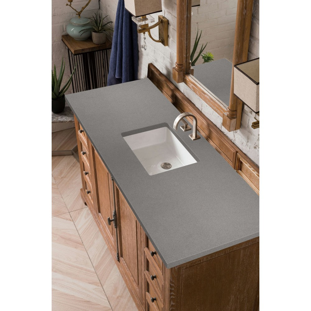 Providence 60" Single Vanity Cabinet, Driftwood, w/ 3 CM Gray Expo Quartz Top