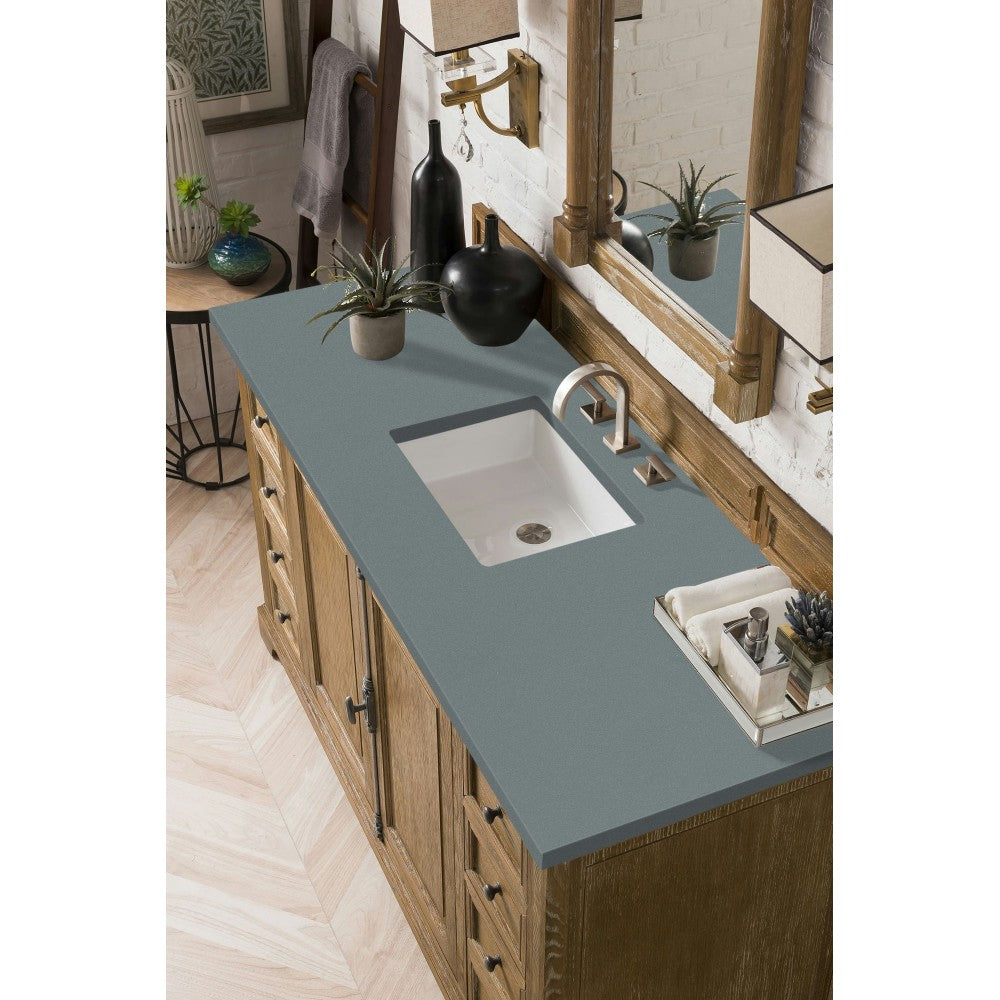 Providence 60" Single Vanity Cabinet, Driftwood, w/ 3 CM Cala Blue Quartz Top