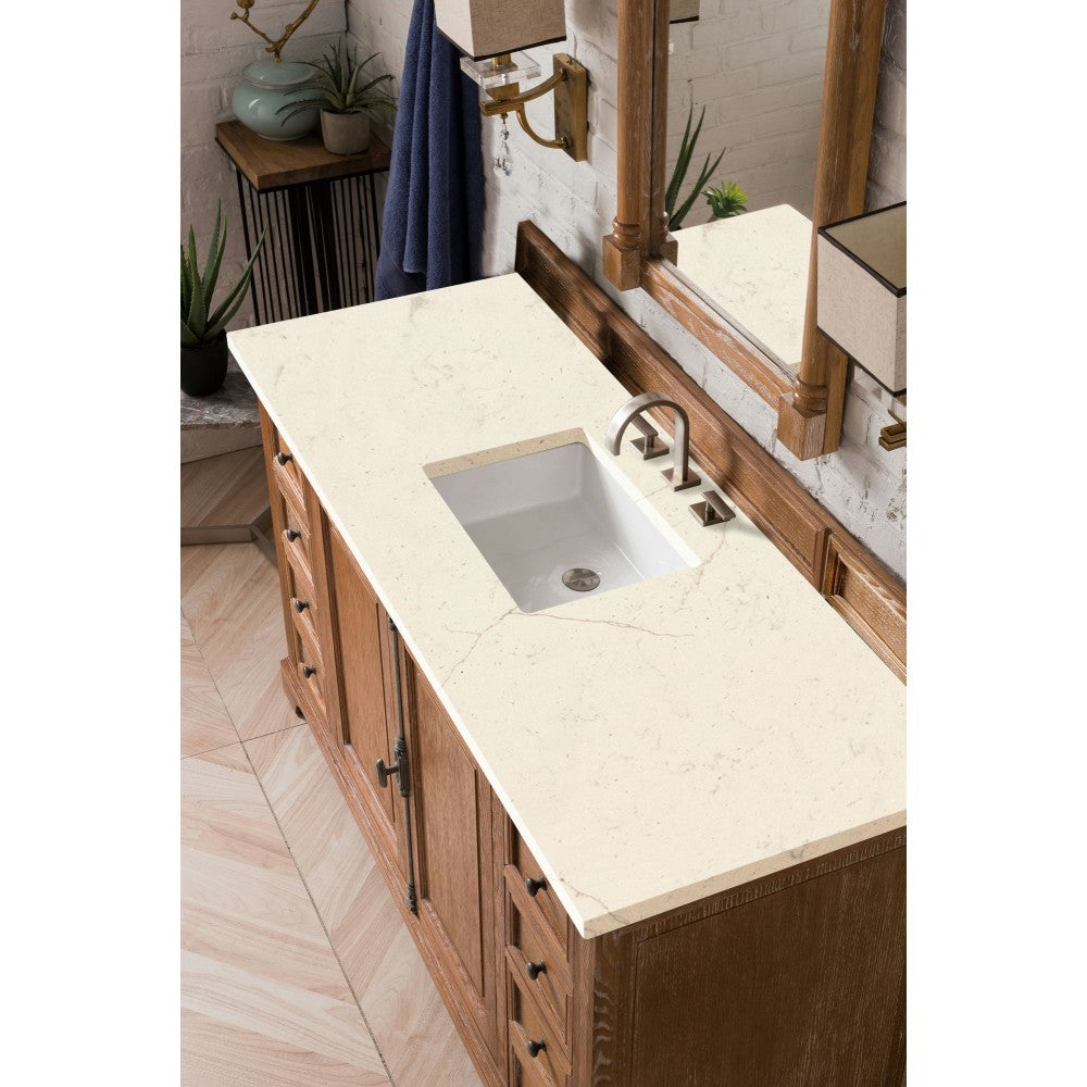 Providence 60" Single Vanity, Driftwood, w/ 3 CM Eternal Marfil Quartz Top