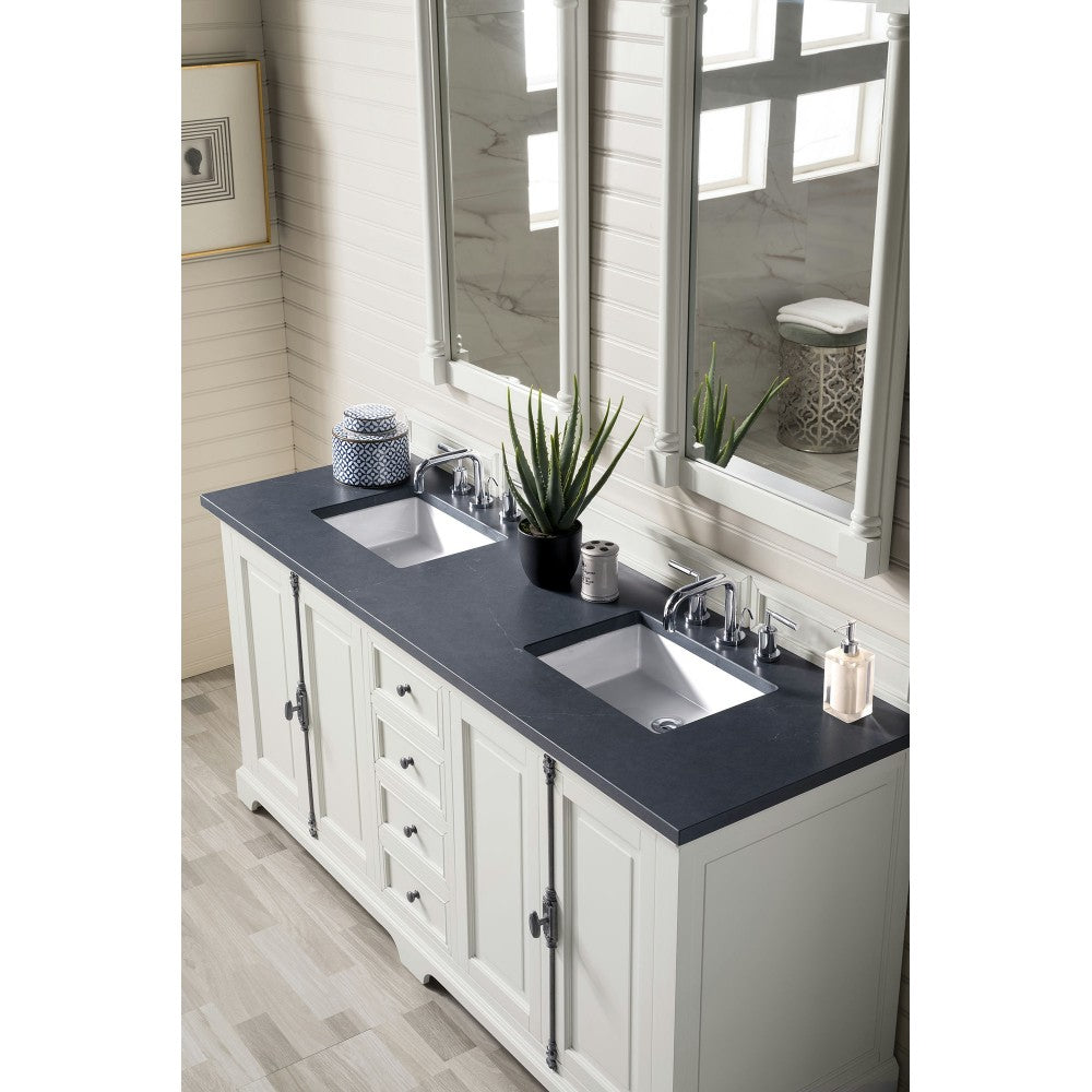 Providence 72" Double Vanity Bright White w/ 3 CM Charcoal Soapstone Quartz Top