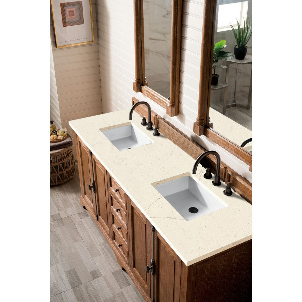 Providence 72" Double Vanity, Driftwood, w/ 3 CM Eternal Marfil Quartz Top