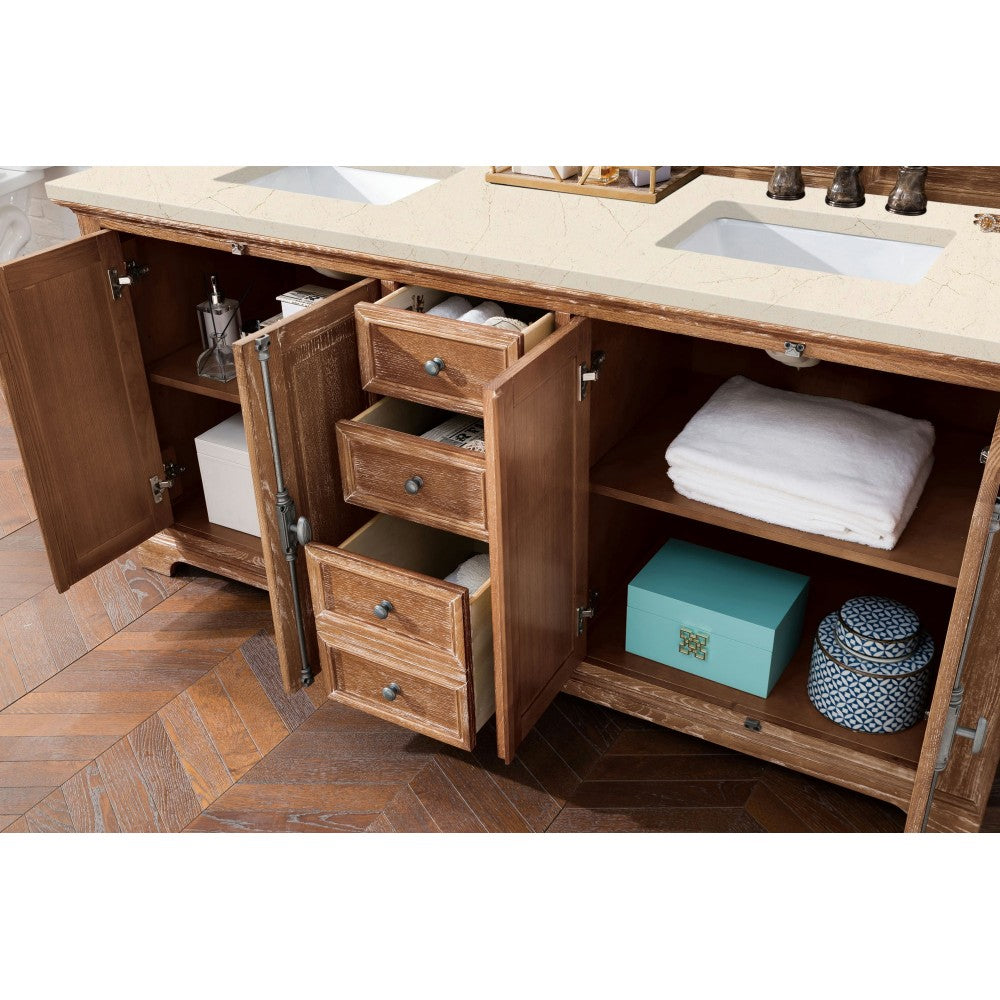 Providence 72" Double Vanity, Driftwood, w/ 3 CM Eternal Marfil Quartz Top