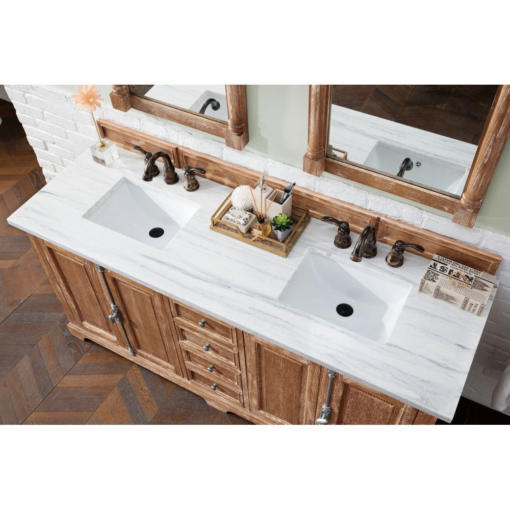 Providence 72" Driftwood Double Vanity w/ 3 CM Arctic Fall Solid Surface Top