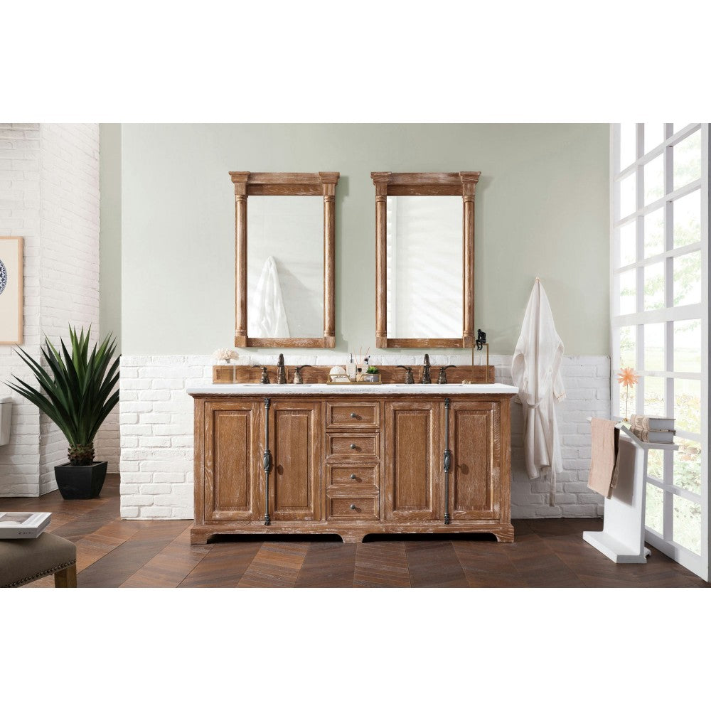 Providence 72" Driftwood Double Vanity w/ 3 CM Arctic Fall Solid Surface Top