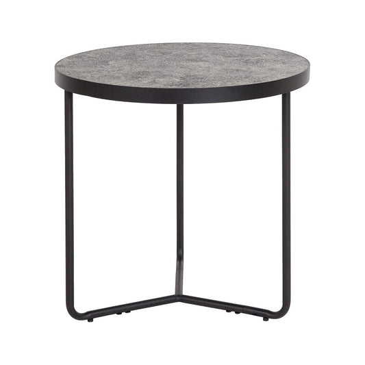 Providence Collection 19.5" Round Indoor Living Room End Table in Faux Concrete Finish