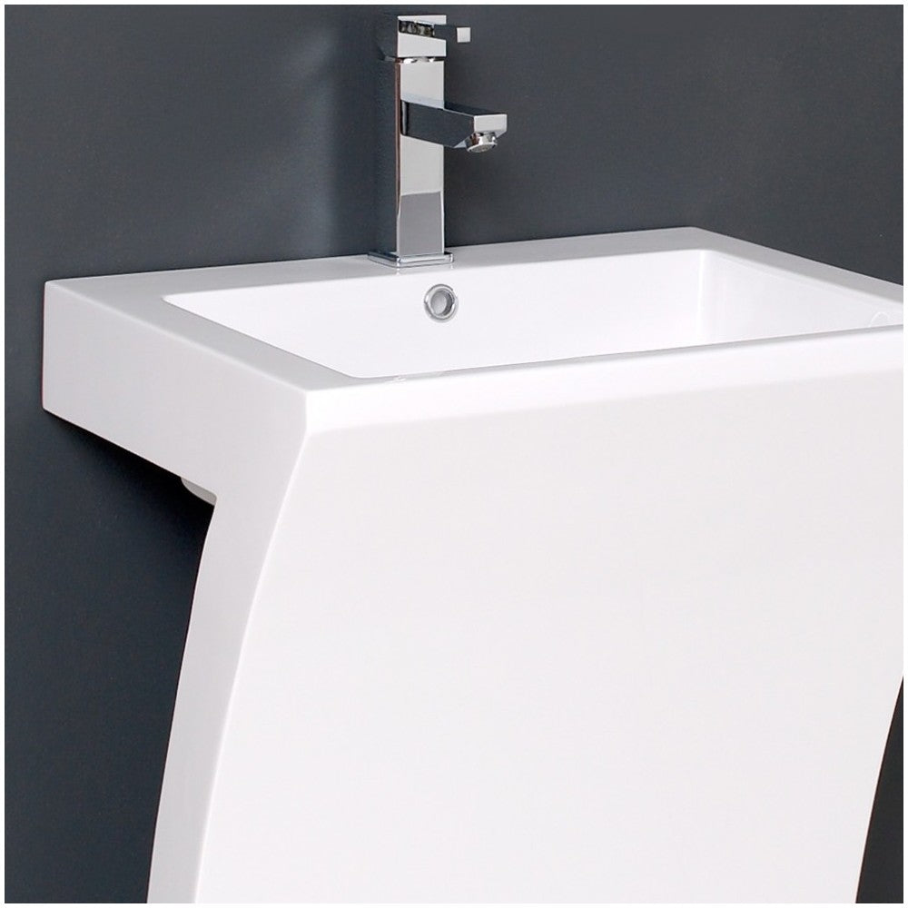 Quadro 23" White Pedestal Sink w/ Medicine Cabinet - Modern Bathroom Vanity