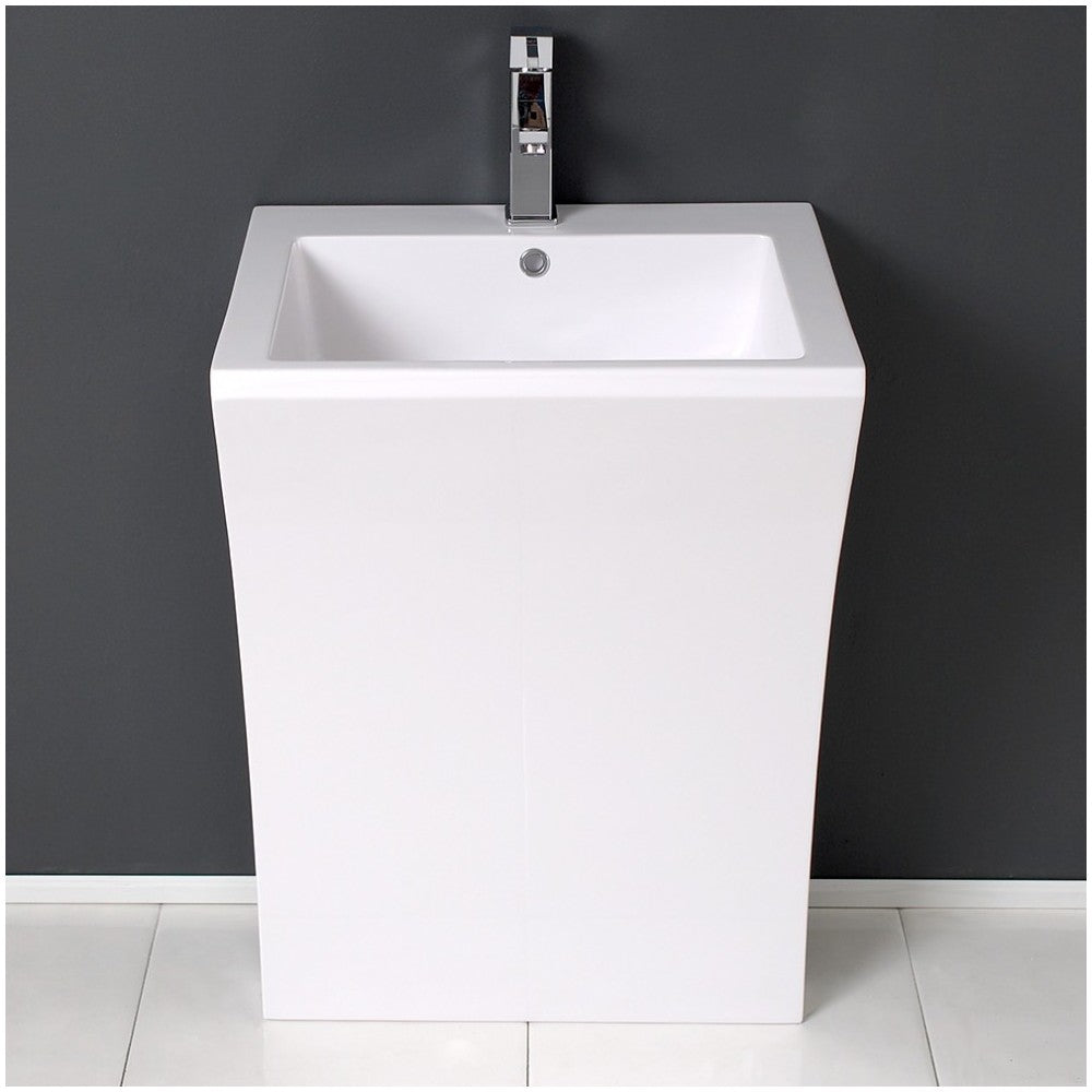 Quadro 23" White Pedestal Sink w/ Medicine Cabinet - Modern Bathroom Vanity