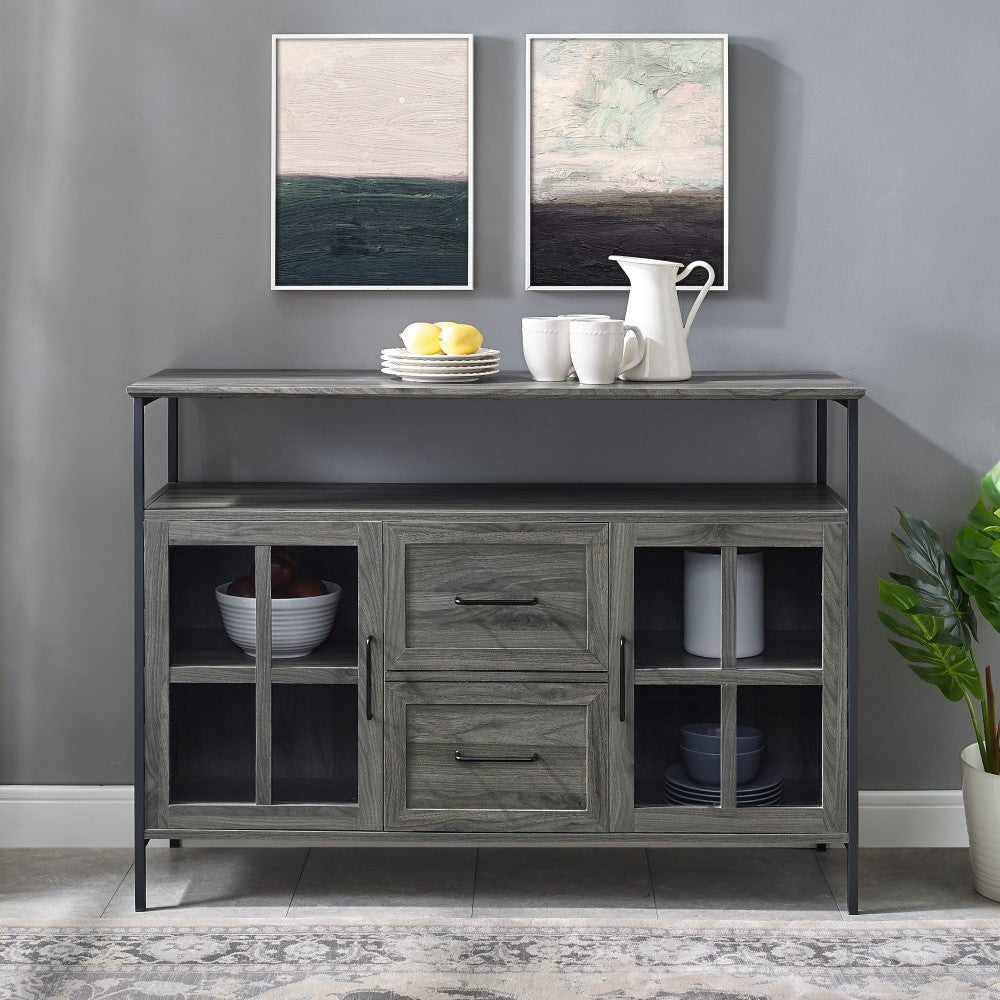 Radcliff 48" Industrial 3 Door Buffet - Slate Gray