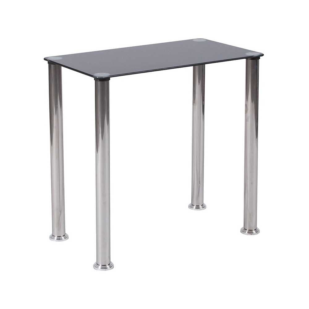 Riverside Collection Black Glass Nesting Tables with Stainless Steel Legs