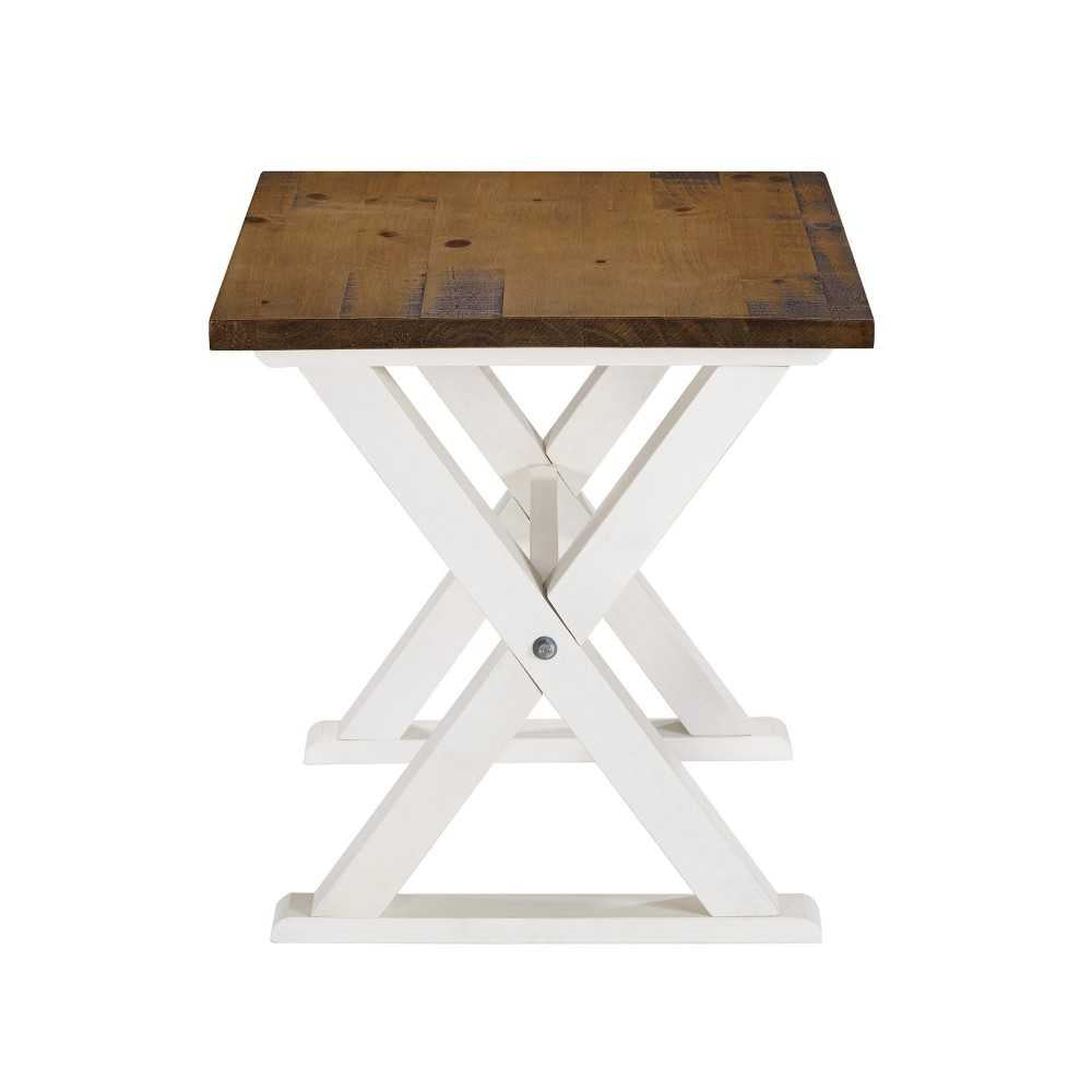 Robin 22" X Leg Solid Wood Side Table - Rustic Oak/White Wash