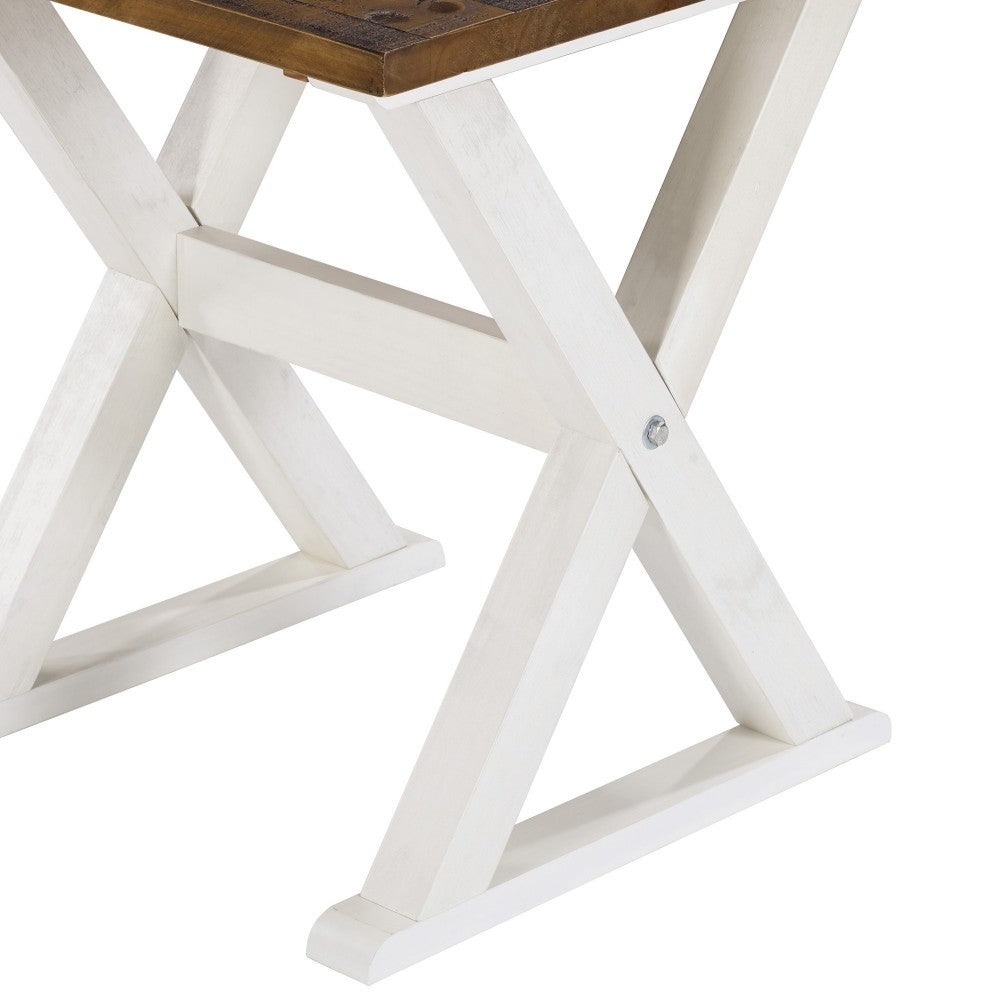 Robin 22" X Leg Solid Wood Side Table - Rustic Oak/White Wash