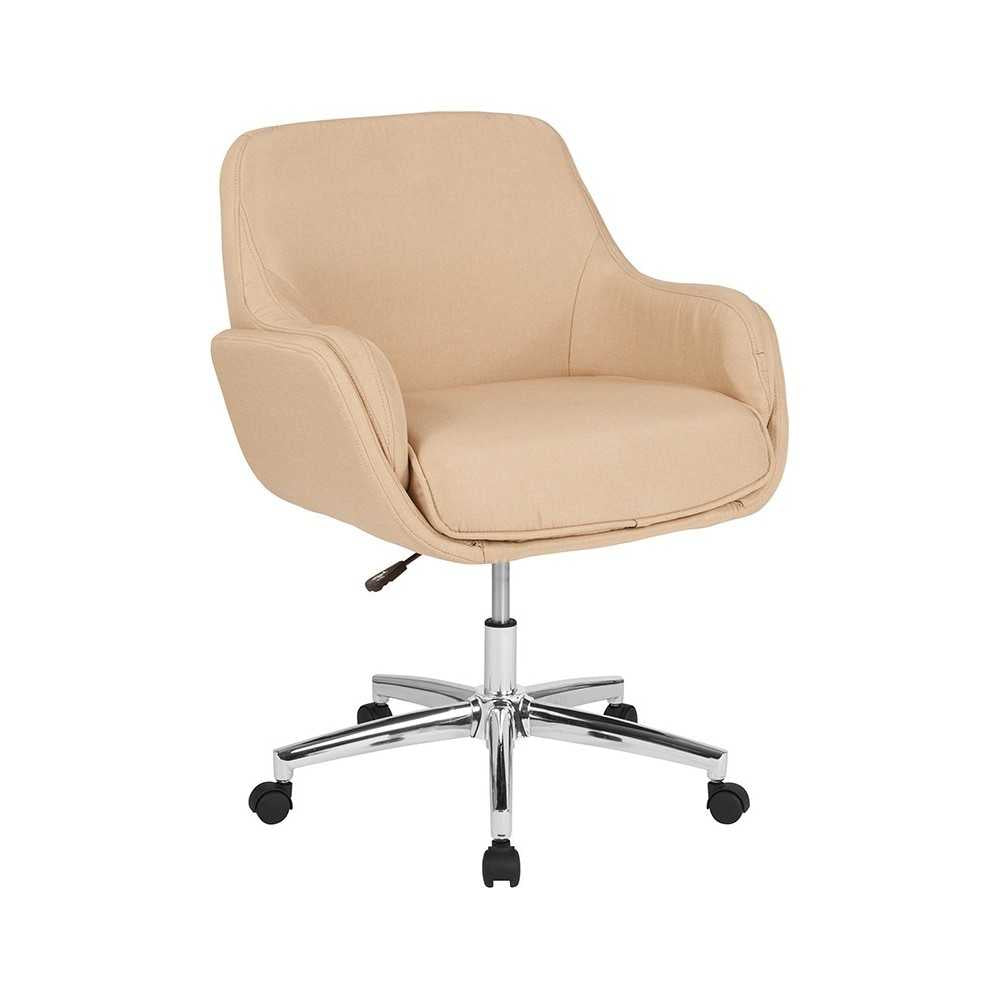 Rochelle Home and Office Upholstered Mid-Back Chair in Beige Fabric