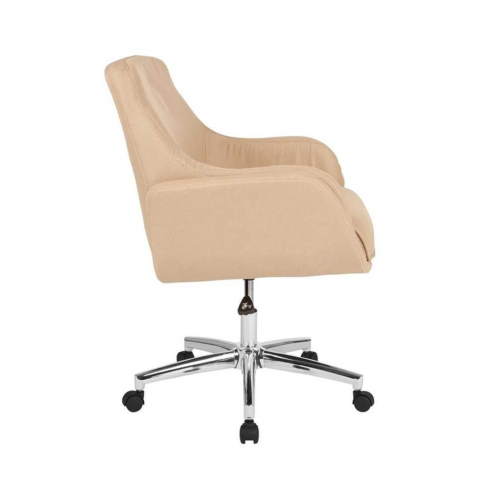 Rochelle Home and Office Upholstered Mid-Back Chair in Beige Fabric