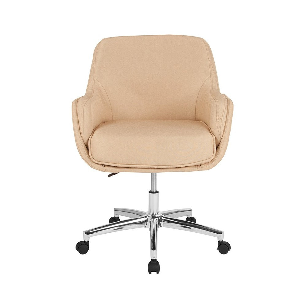 Rochelle Home and Office Upholstered Mid-Back Chair in Beige Fabric