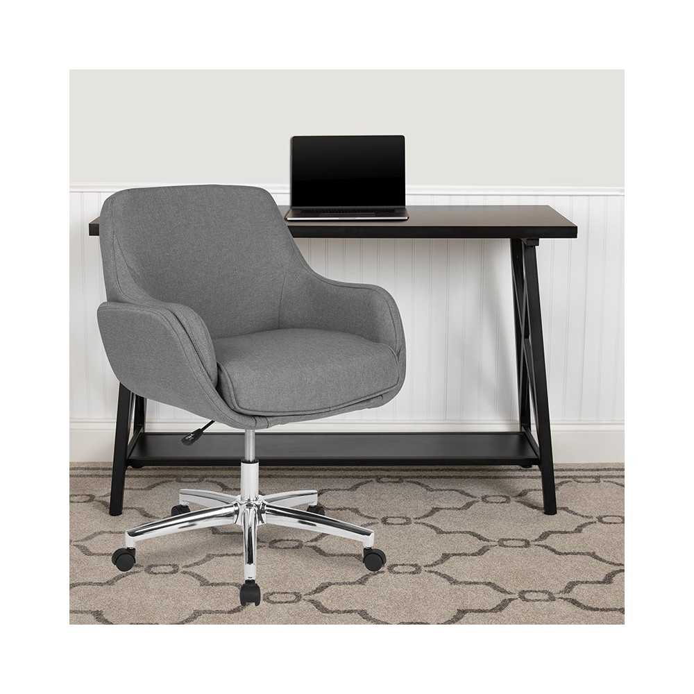 Rochelle Home and Office Upholstered Mid-Back Chair in Light Gray Fabric