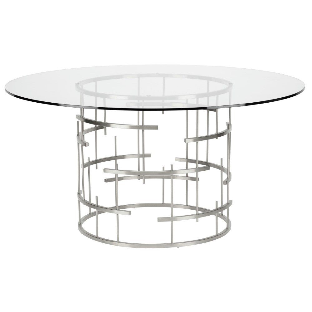 Round Tiffany Silver Metal Dining Table