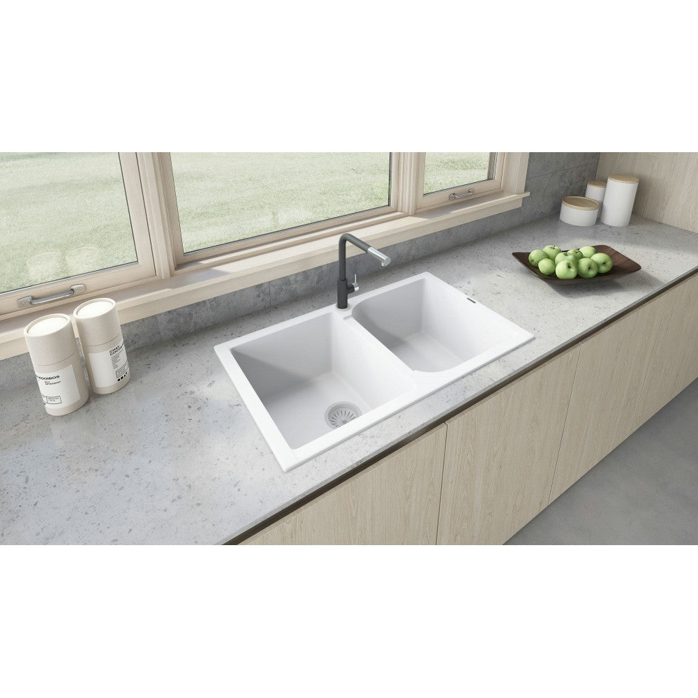 Ruvati epiGranite 34 x 20 inch Dual Mount Kitchen Sink - Arctic White