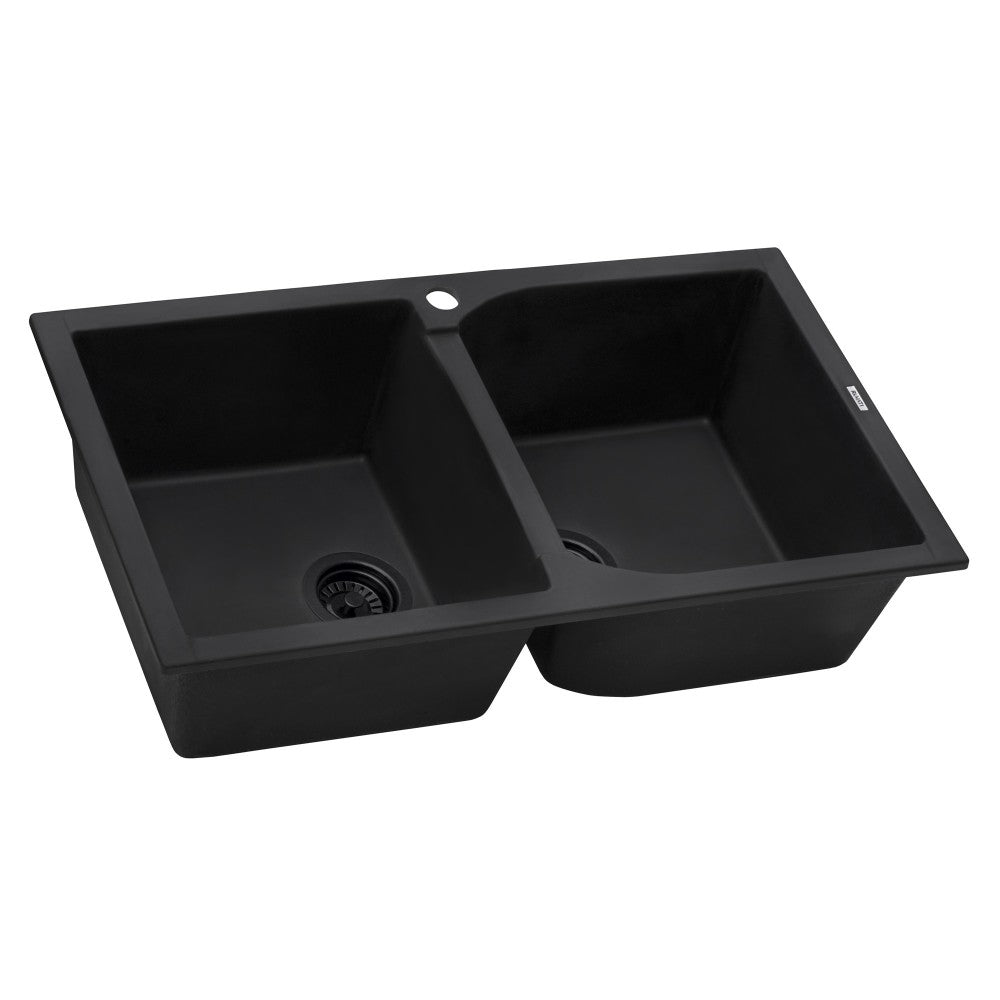 Ruvati epiGranite 34 x 20 inch Dual Mount Kitchen Sink - Midnight Black