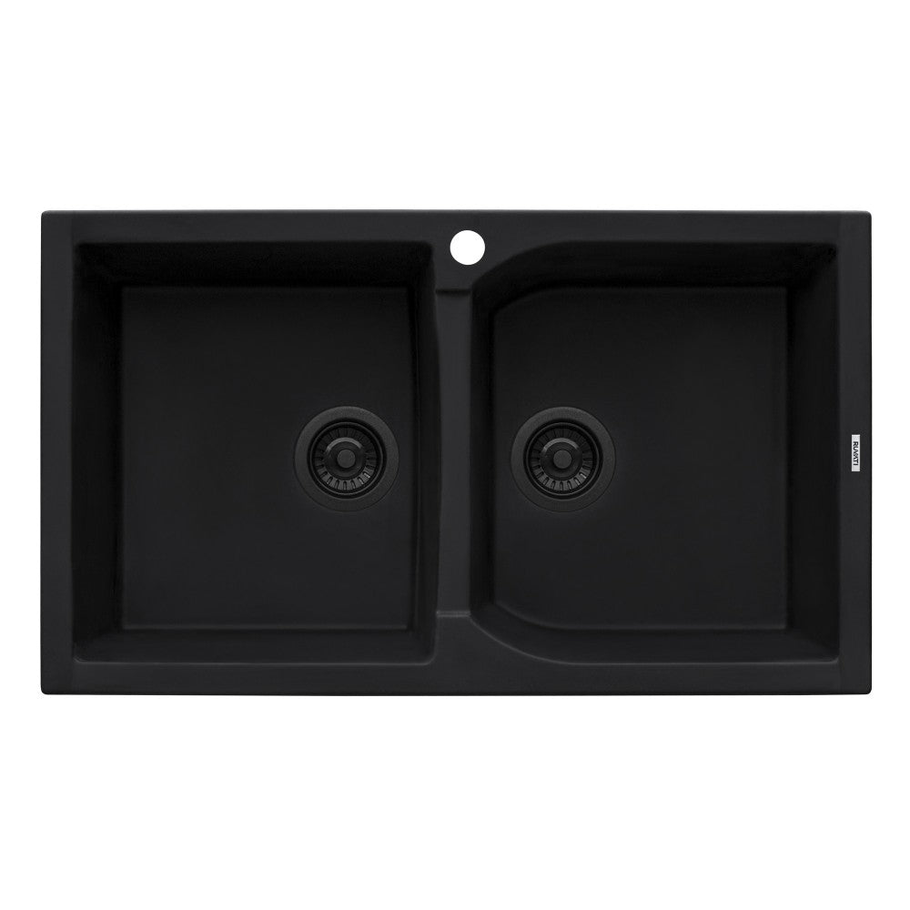 Ruvati epiGranite 34 x 20 inch Dual Mount Kitchen Sink - Midnight Black