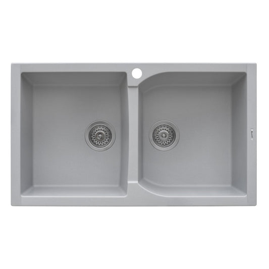 Ruvati epiGranite 34 x 20 inch Dual Mount Kitchen Sink - Silver Gray