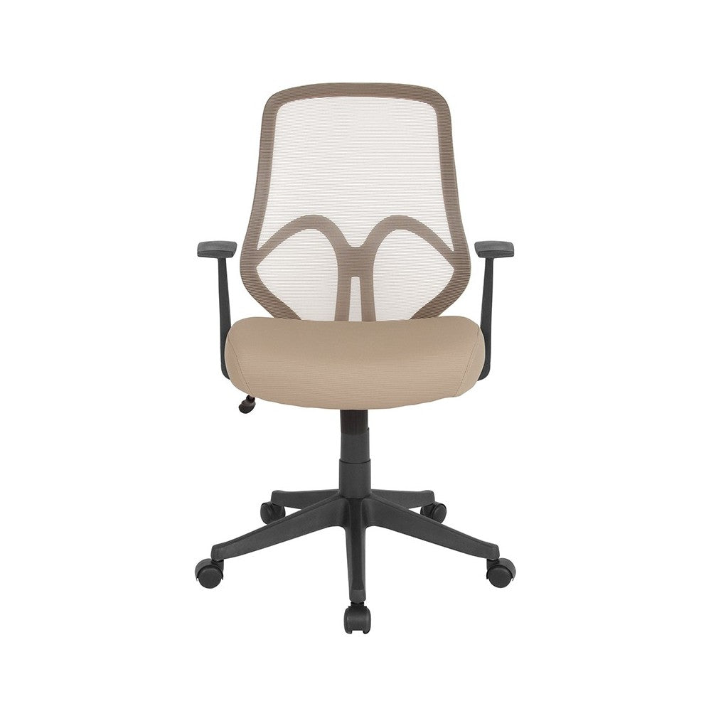 Salerno Series High Back Light Brown Mesh Office Chair with Arms