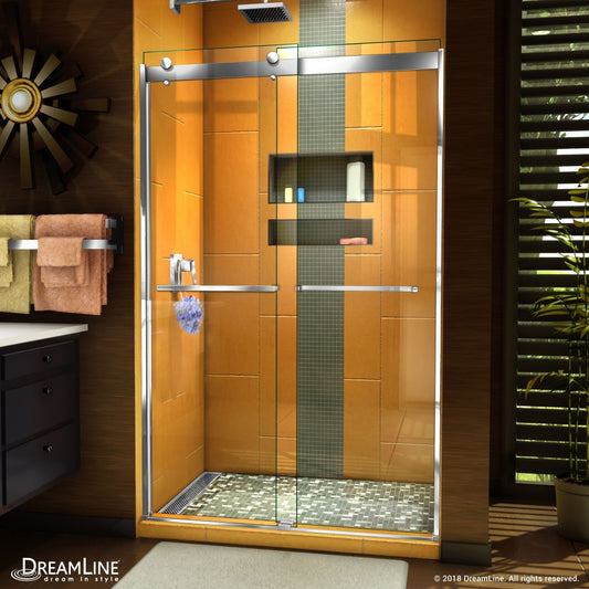 Sapphire 44-48 in. W x 76 in. H Semi-Frameless Bypass Shower Door in Chrome