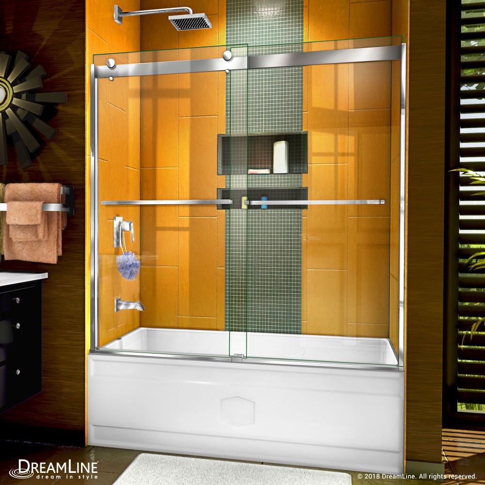 Sapphire 56-60 in. W x 60 in. H Semi-Frameless Bypass Tub Door in Chrome