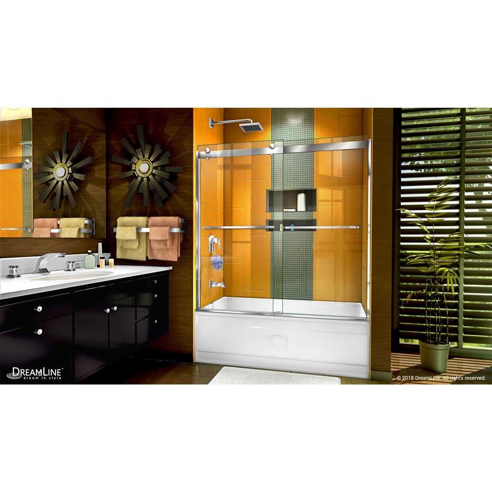 Sapphire 56-60 in. W x 60 in. H Semi-Frameless Bypass Tub Door in Chrome