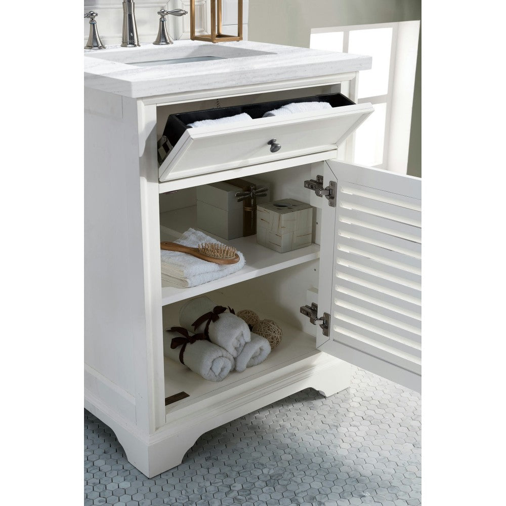 Savannah 26" Bright White Single Vanity w/ 3 CM Arctic Fall Solid Surface Top