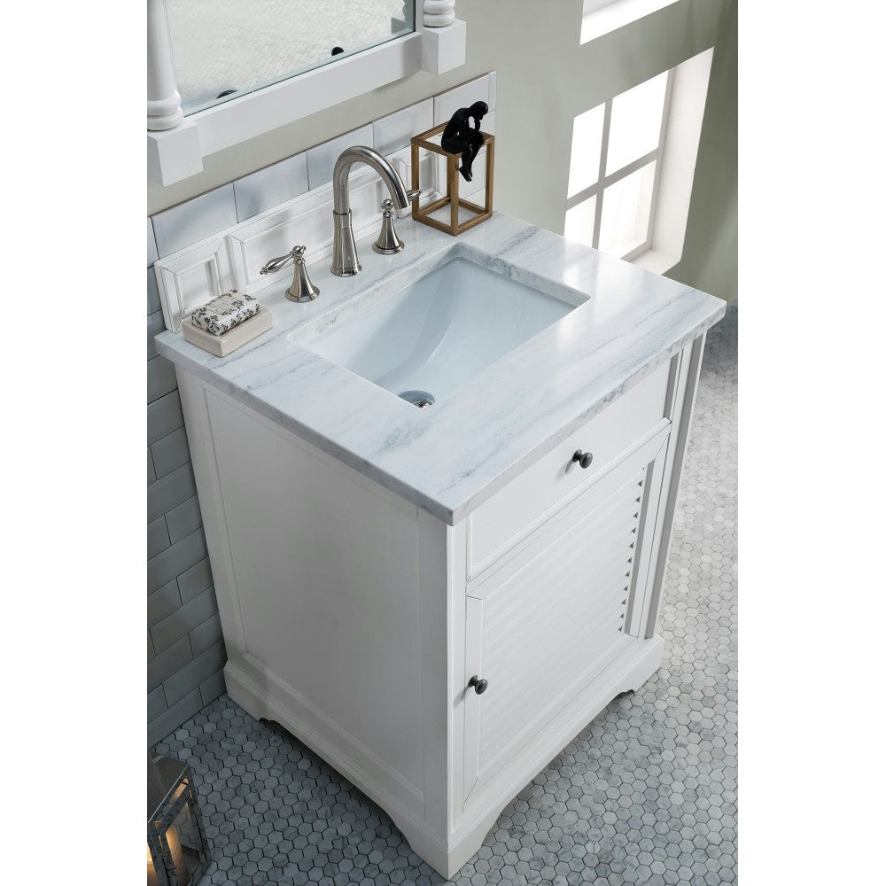Savannah 26" Bright White Single Vanity w/ 3 CM Arctic Fall Solid Surface Top