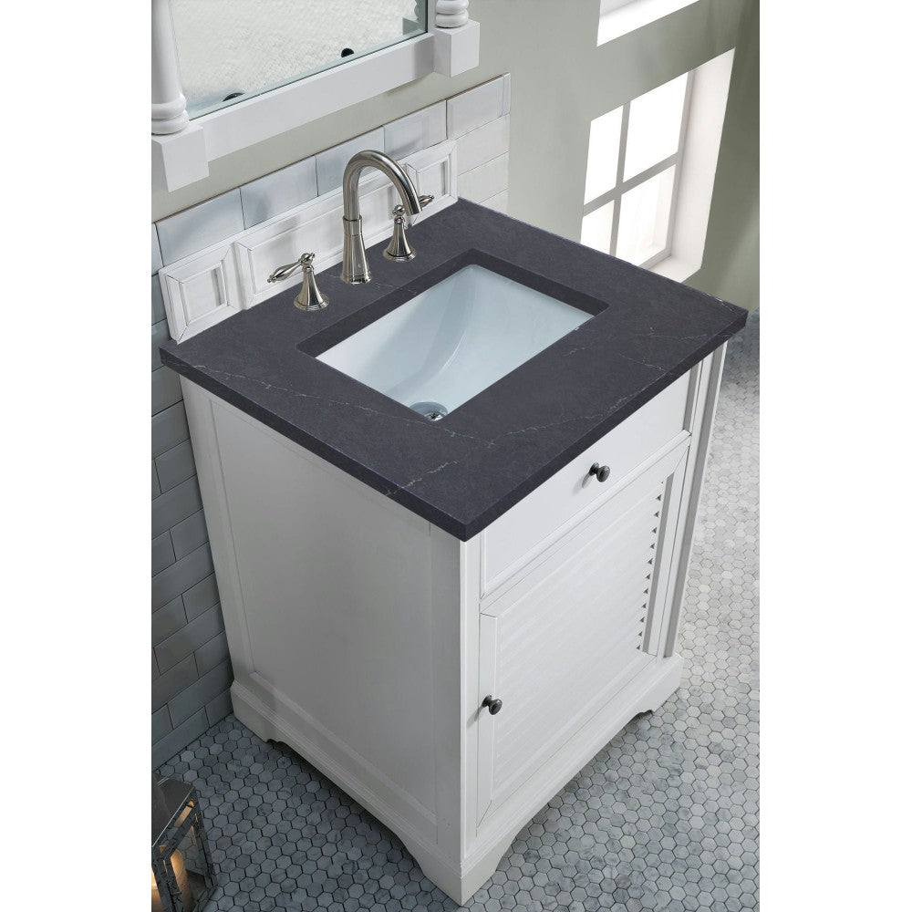 Savannah 26" Single Vanity, Bright White, w/ 3 CM Charcoal Soapstone Quartz Top
