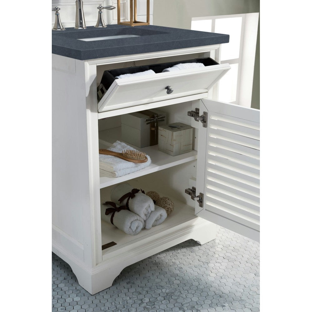 Savannah 26" Single Vanity, Bright White, w/ 3 CM Charcoal Soapstone Quartz Top
