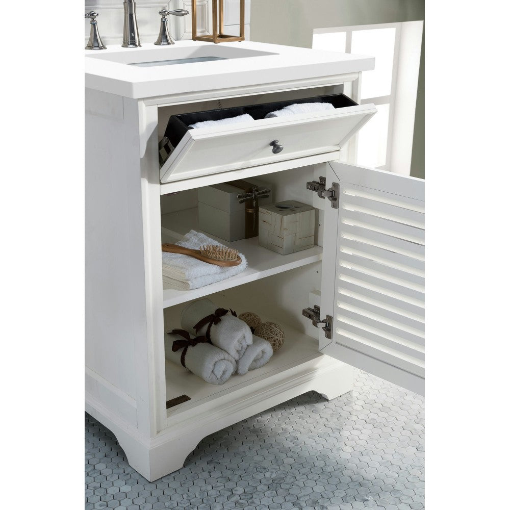 Savannah 26" Single Vanity, Bright White, w/ 3 CM Classic White Quartz Top
