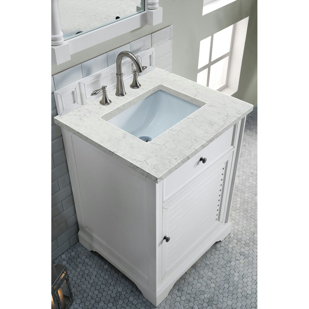 Savannah 26" Single Vanity Bright White w/ 3 CM Eternal Jasmine Pearl Quartz Top