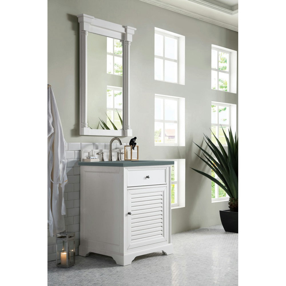 Savannah 26" Single Vanity Cabinet, Bright White, w/ 3 CM Cala Blue Quartz Top