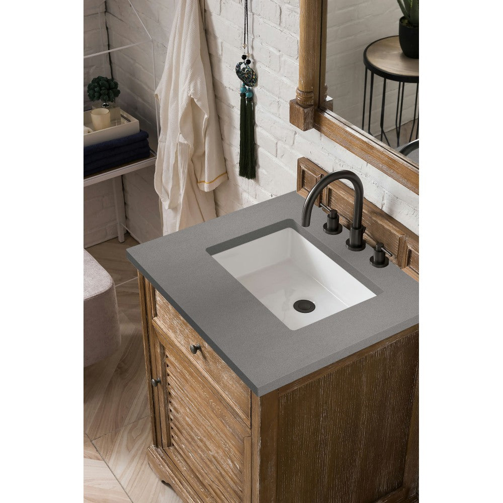 Savannah 26" Single Vanity Cabinet, Driftwood, w/ 3 CM Gray Expo Quartz Top