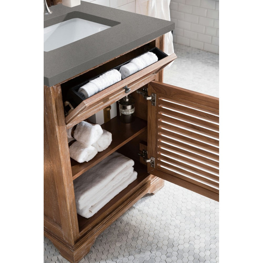 Savannah 26" Single Vanity Cabinet, Driftwood, w/ 3 CM Gray Expo Quartz Top