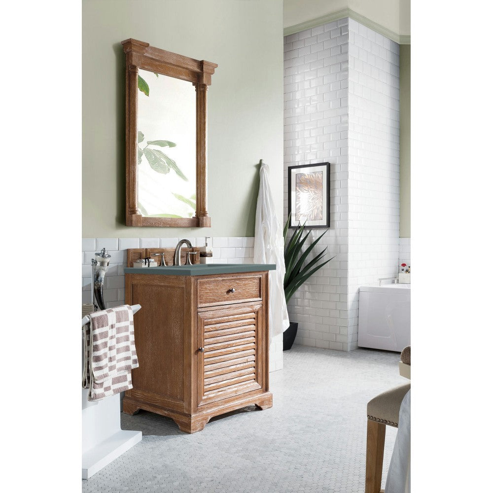 Savannah 26" Single Vanity Cabinet, Driftwood, w/ 3 CM Cala Blue Quartz Top