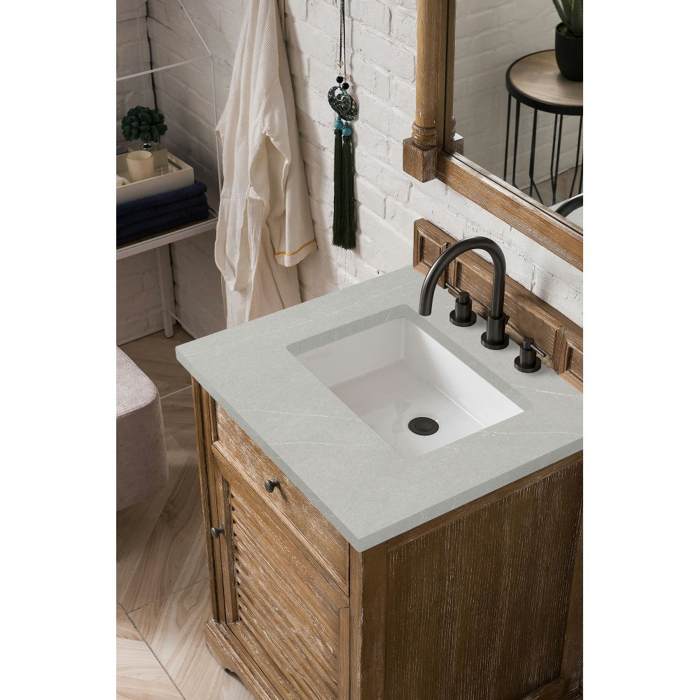 Savannah 26" Single Vanity Cabinet, Driftwood, w/ 3 CM Eternal Serena Quartz Top