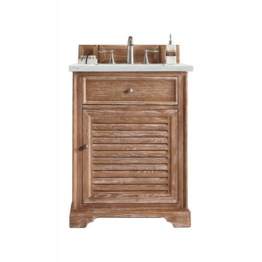 Savannah 26" Single Vanity, Driftwood, w/ 3 CM Ethereal Noctis Quartz Top