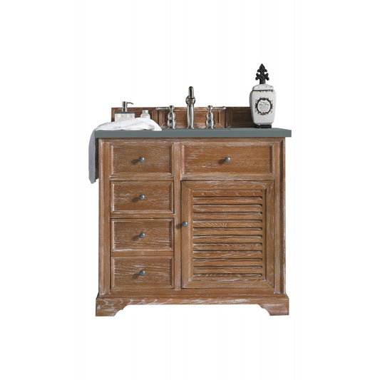 Savannah 36" Single Vanity Cabinet, Driftwood, w/ 3 CM Cala Blue Quartz Top