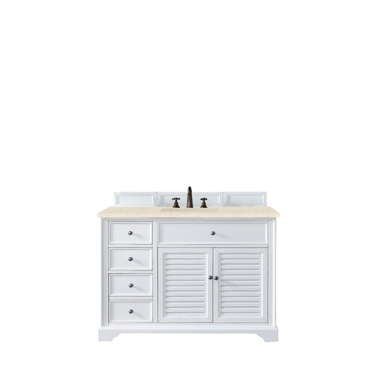 Savannah 48" Single Vanity, Bright White, w/ 3 CM Eternal Marfil Quartz Top