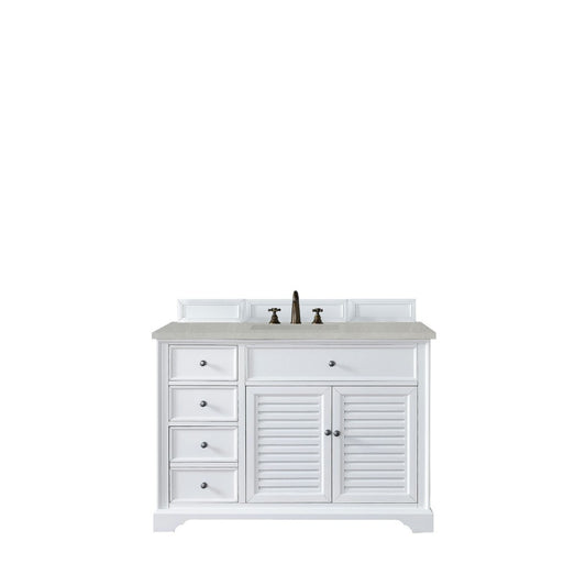 Savannah 48" Single Vanity, Bright White, w/ 3 CM Eternal Serena Quartz Top