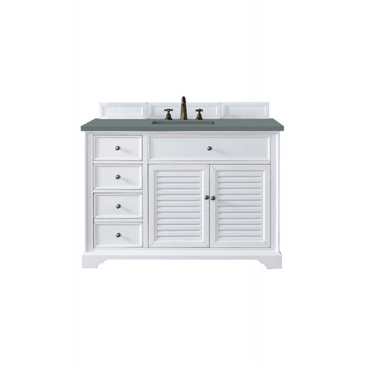 Savannah 48" Single Vanity Cabinet, Bright White, w/ 3 CM Cala Blue Quartz Top