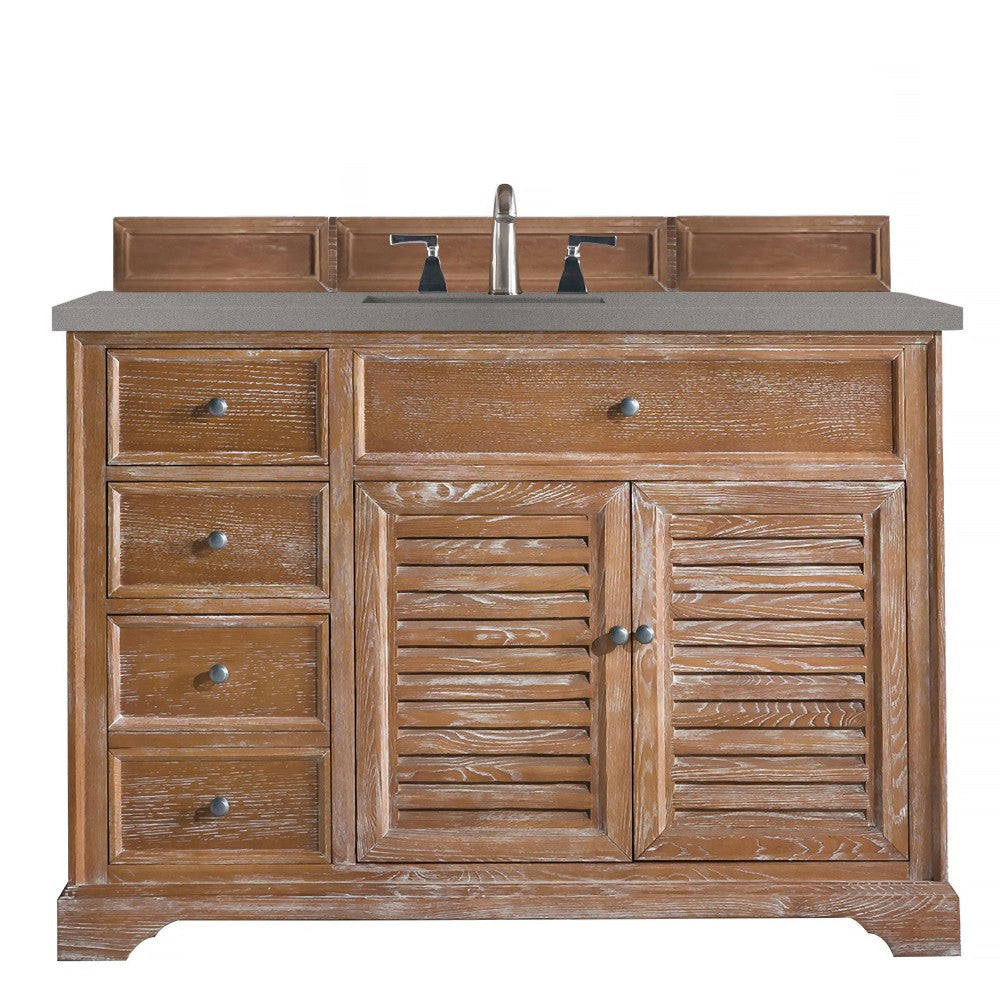 Savannah 48" Single Vanity Cabinet, Driftwood, w/ 3 CM Gray Expo Quartz Top