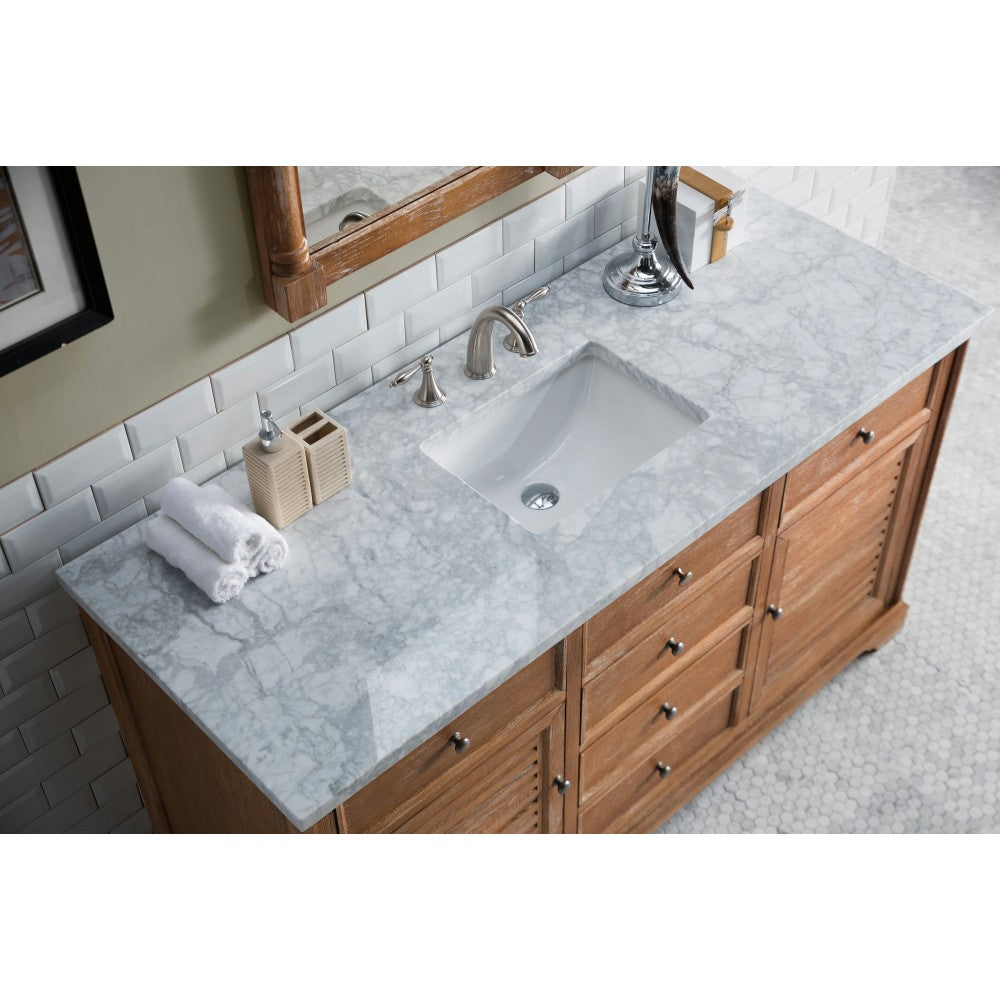 Savannah 60" Driftwood Single Vanity w/ 3 CM Carrara Marble Top