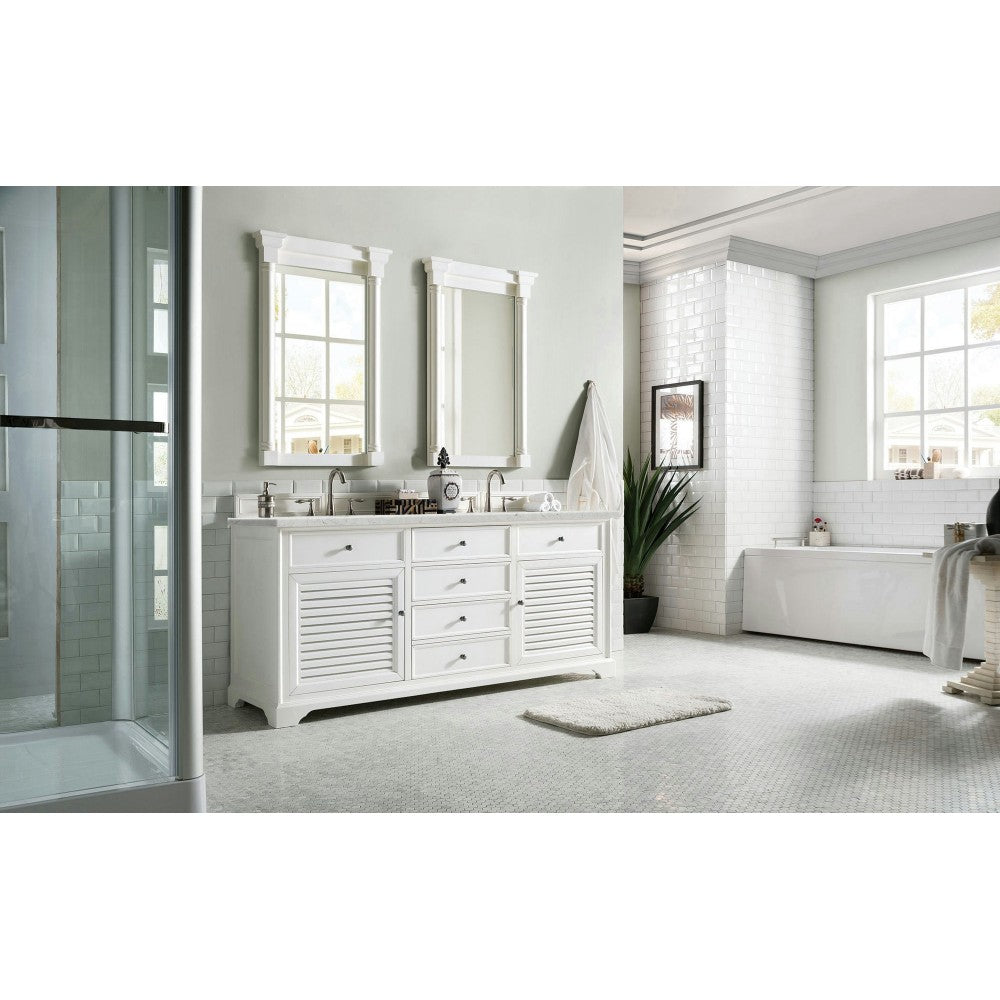 Savannah 72" Double Vanity Bright White w/ 3 CM Eternal Jasmine Pearl Quartz Top